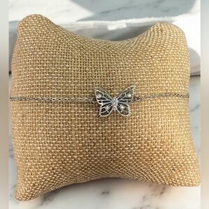 Stainless Steel & Cubic Zirconia Butterfly Bracelet New